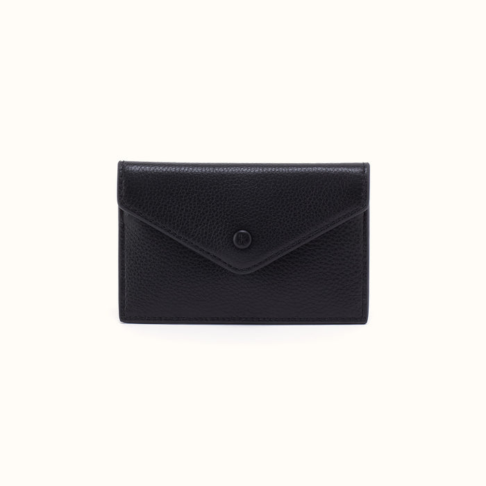 Goldie Card Case in Pebbled Leather - Black- FOL