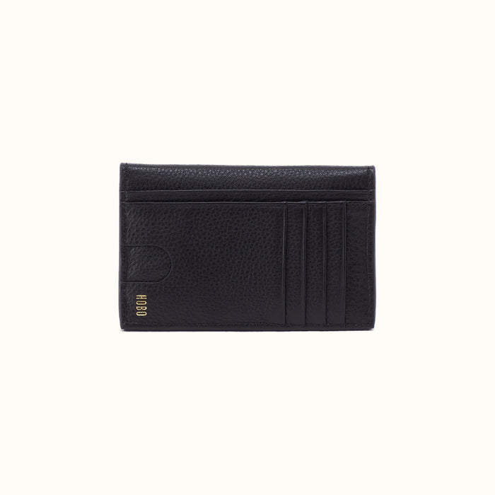 Goldie Card Case In Pebbled Leather - Black