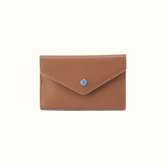 Goldie Card Case In Pebbled Leather - Brown Sugar- FOL