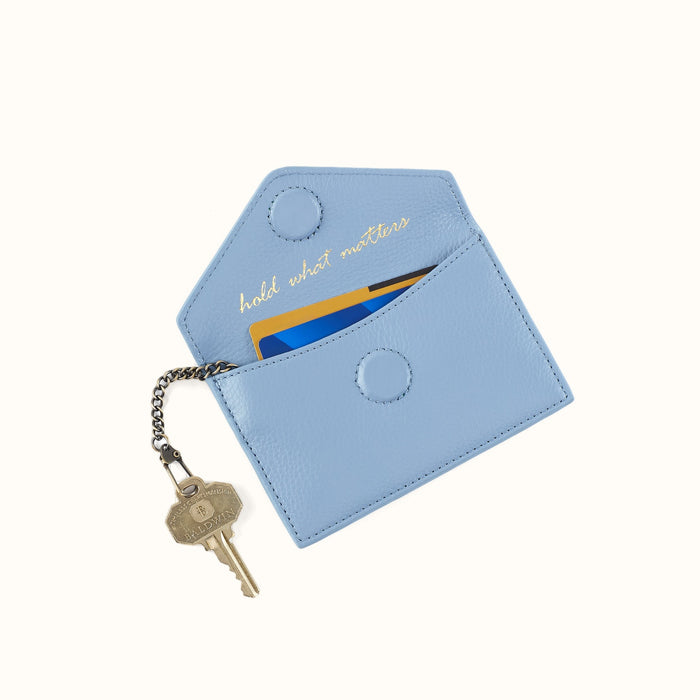 Goldie Card Case In Pebbled Leather - Seabreeze