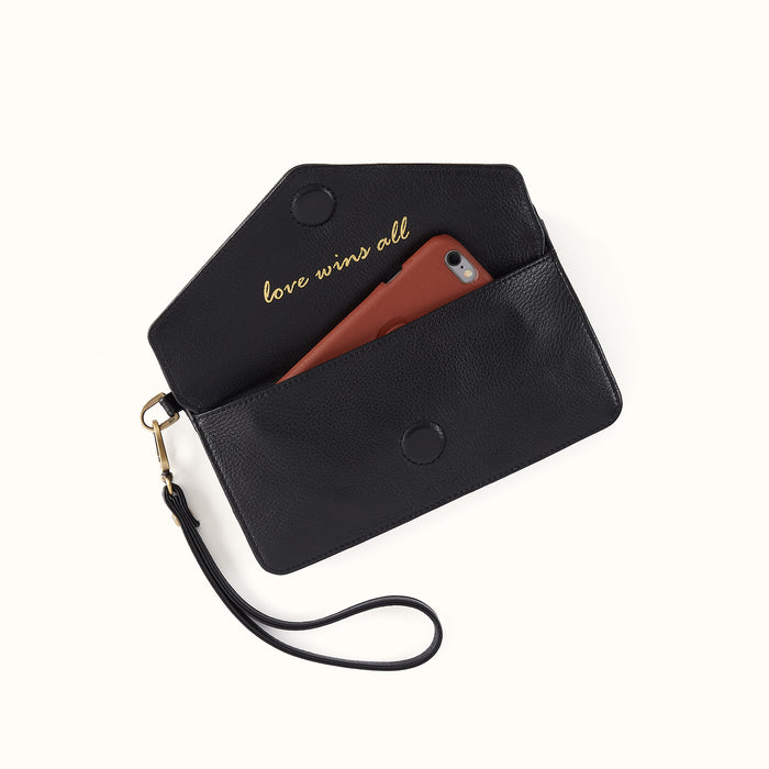 Goldie Wristlet in Pebbled Leather - Black