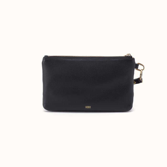 Goldie Wristlet in Pebbled Leather - Black