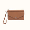 Goldie Wristlet In Pebbled Leather - Brown Sugar- FOL