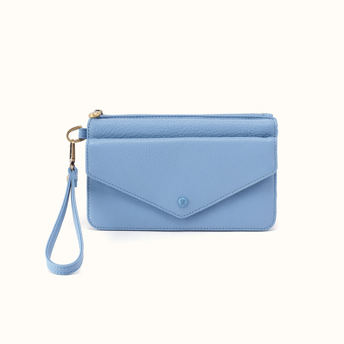 Goldie Wristlet In Pebbled Leather - Seabreeze