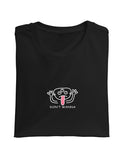 Black Graphic Funnt T-Shirt with white character centre print - saying don't wanna