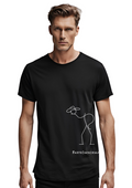man wearing the far from normal cowboy tee in black