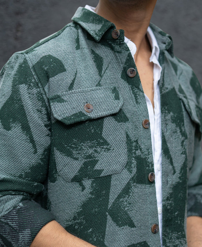 Green Jacquard Overshirt