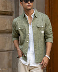 Green Printed Structure Shirt 100% Cotton