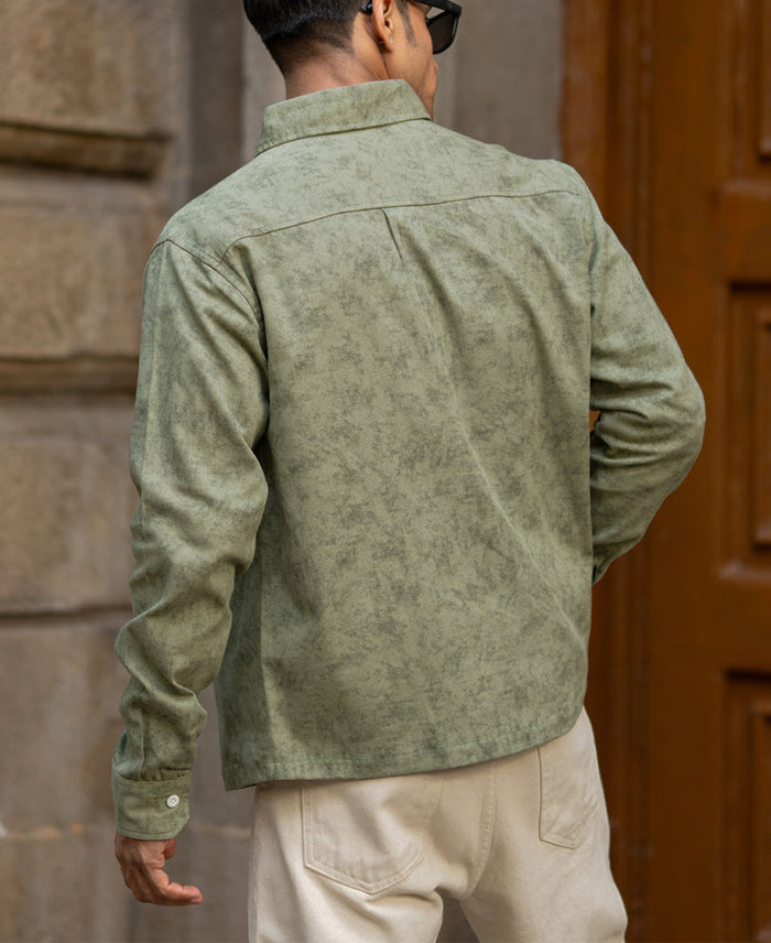 Green Printed Structure Shirt 100% Cotton