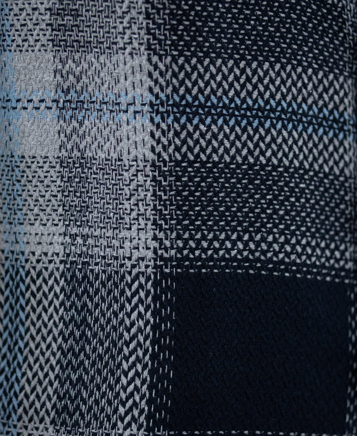 Grey And Navy Structured Checks Shirt
