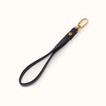 Grip Wristlet Strap in Pebbled Leather - Black- FOL