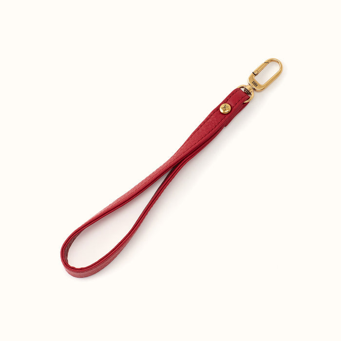 Grip Wristlet Strap in Pebbled Leather - Scarlet- FOL