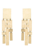 Hammered Brass Drop Fringe Clip Earrings