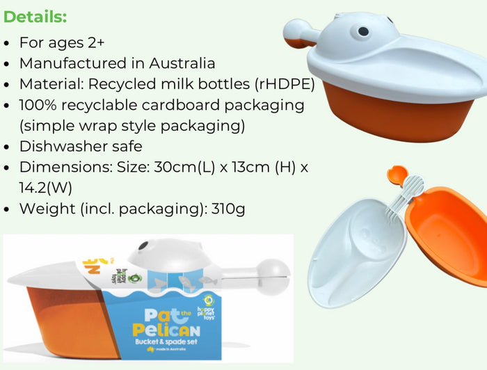 Happy Planet   Pelican Bucket and spade /. Pat Pelican