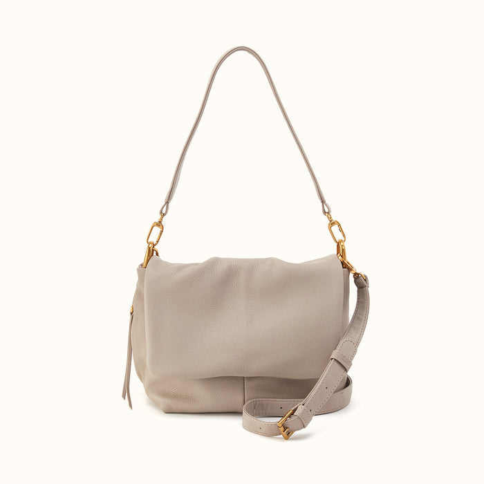 Harley Convertible Shoulder In Pebbled Leather - Taupe- FOL