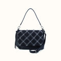 Harley Convertible Shoulder In Woven Leather - Black Metallic Woven- FOL