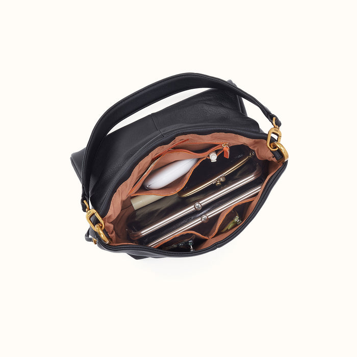Harley Convertible Shoulder In Pebbled Leather - Black