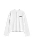 HASHWAY ARCHIVES EMBROIDERED HENLEY WAFFLE T-SHIRT - WHITE