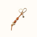 Heart Bead Fob In Buffed Leather - Whiskey- FOL