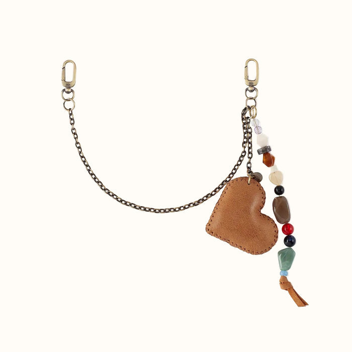 Heart Swells Charm in Buffed Leather - Whiskey