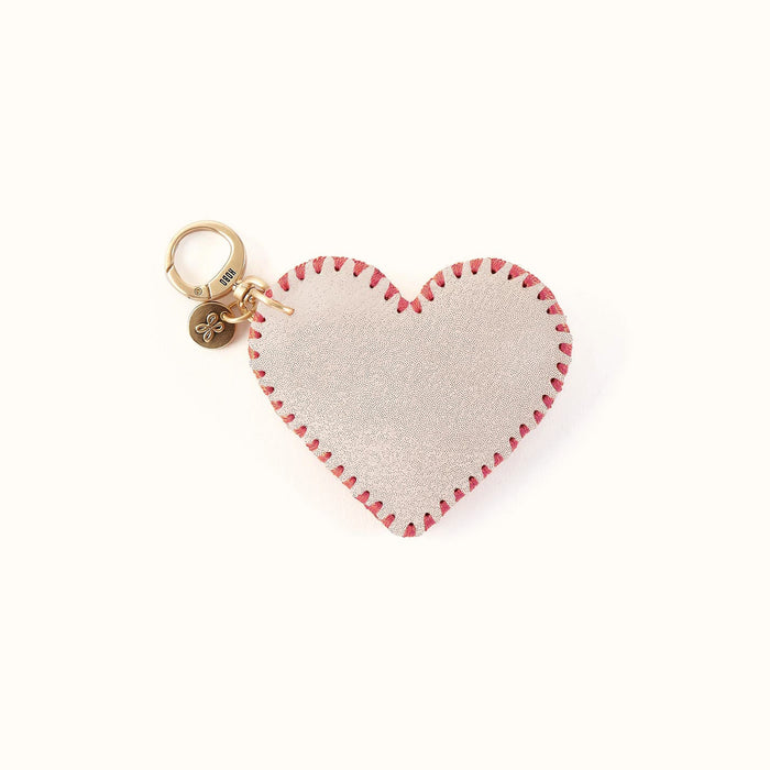 Heart Swells Fob in Metallic Leather - Sand Shimmer- FOL