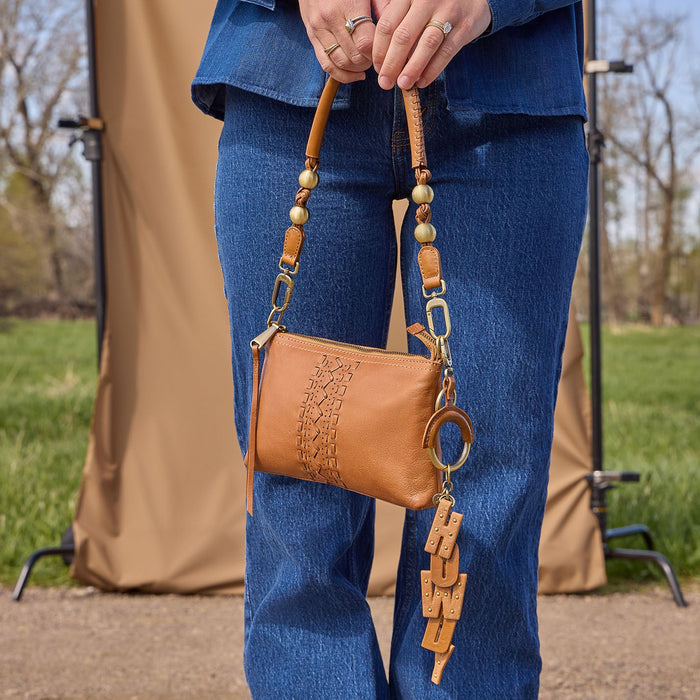 Howdy Charm Fob in Polished Leather - Truffle