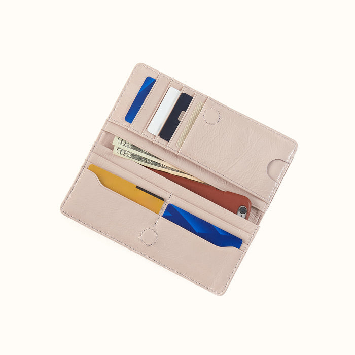 Hutton Large Wallet In Aniline Gloss Leather - Stone Gloss- FOL