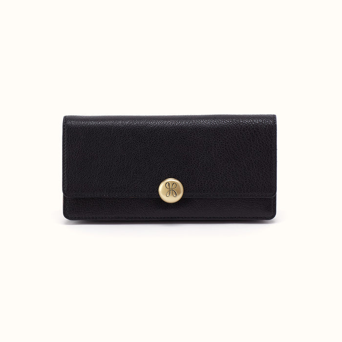 Hutton Large Wallet In Micrograin Leather - Black