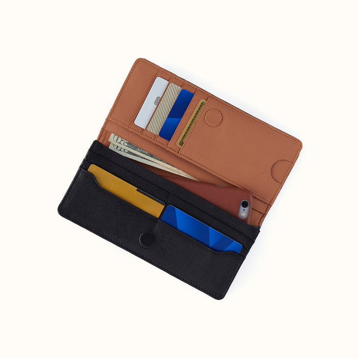 Hutton Large Wallet In Micrograin Leather - Black