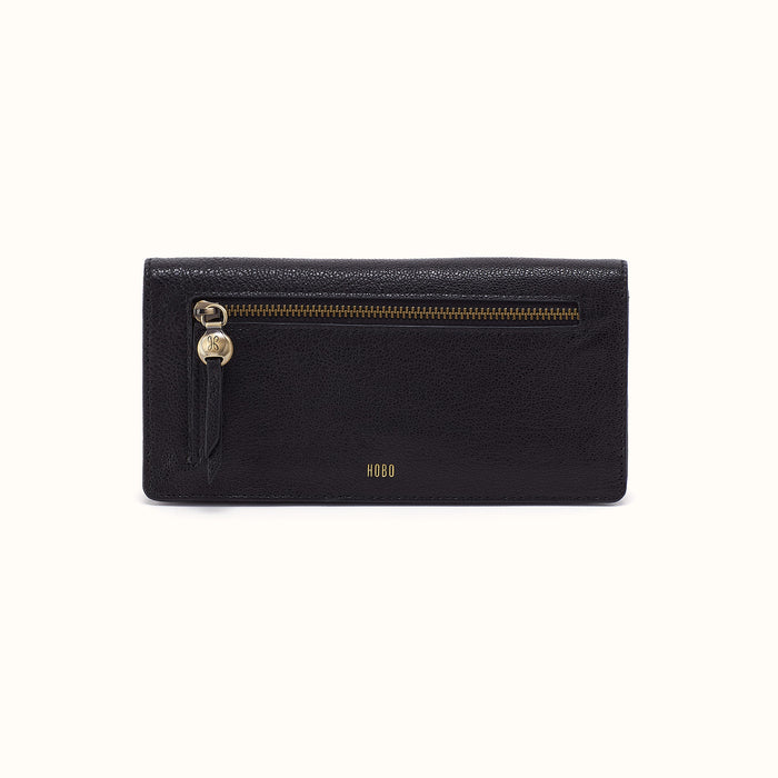 Hutton Large Wallet In Micrograin Leather - Black