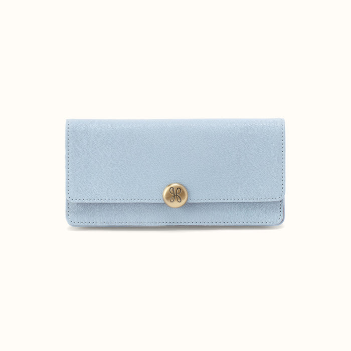 Hutton Large Wallet In Micrograin Leather - Dusted Sky- FOL