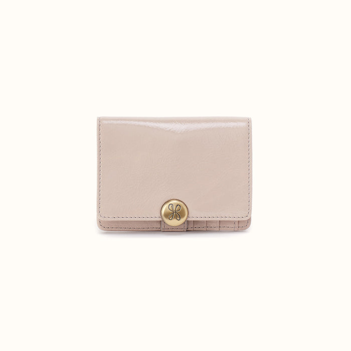 Hutton Small Wallet In Aniline Gloss Leather - Stone Gloss- FOL
