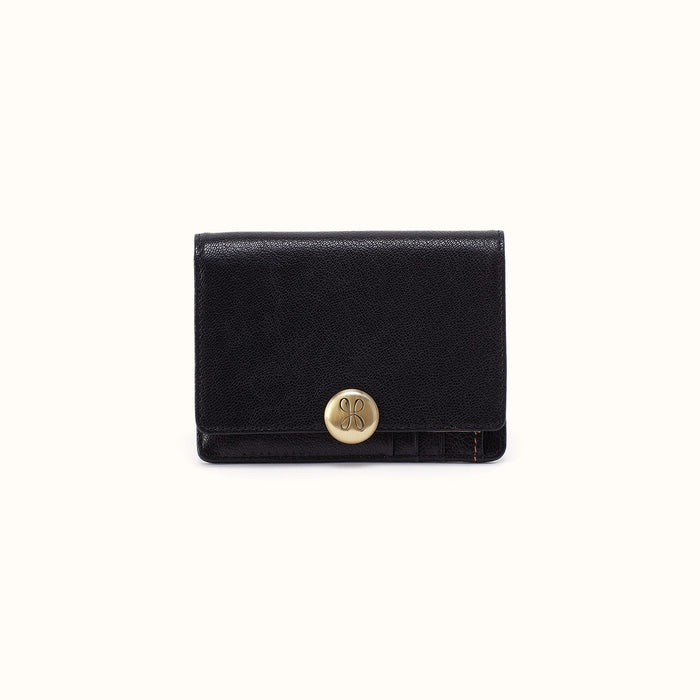 Hutton Small Wallet In Micrograin Leather - Black