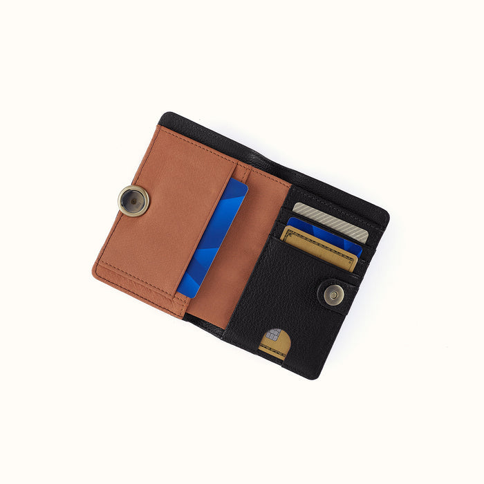 Hutton Small Wallet In Micrograin Leather - Black