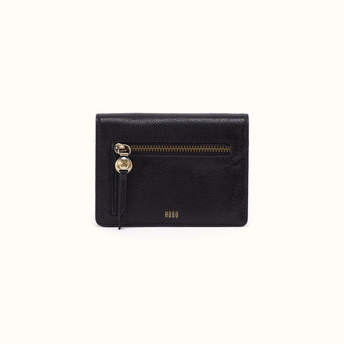 Hutton Small Wallet In Micrograin Leather - Black