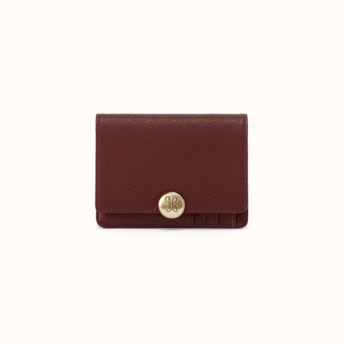 Hutton Small Wallet in Micrograin Leather - Brown Bear- FOL