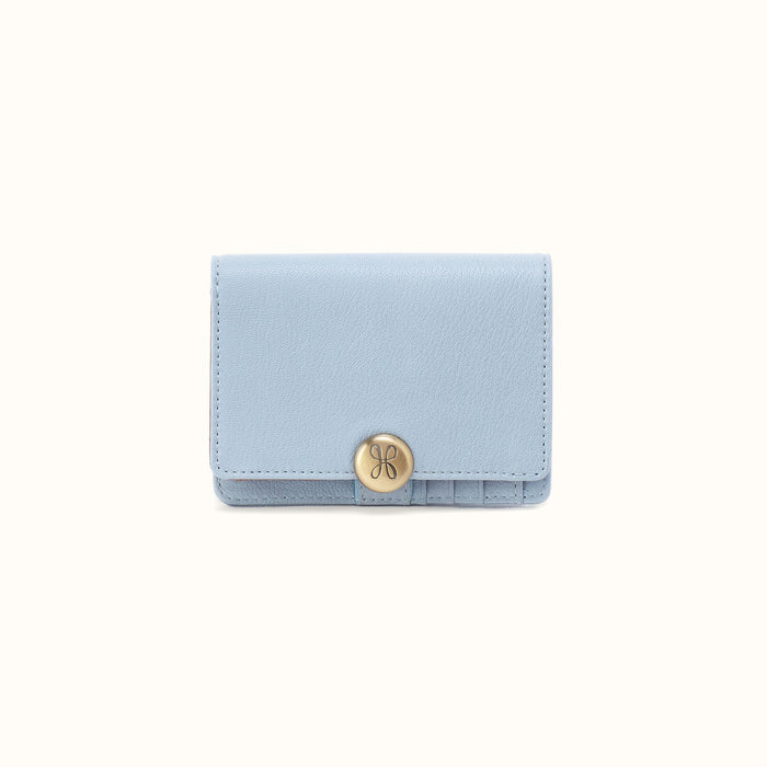 Hutton Small Wallet In Micrograin Leather - Dusted Sky- FOL