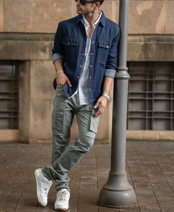 Indigo Denim Overshirt With Pockets