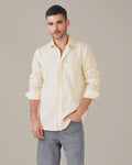 Ivory Solid Crinkled Poly Viscose Blend Classic Fit Shirt
