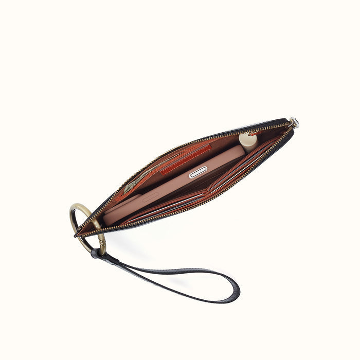 Jett Wristlet In Polished Leather