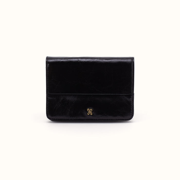 Jill Bifold Wallet In Polished Leather - Black