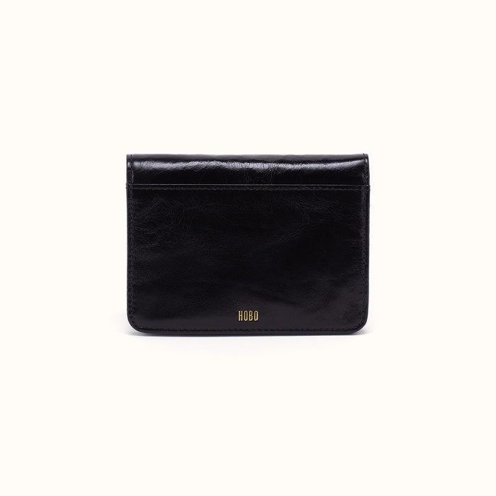 Jill Bifold Wallet In Polished Leather - Black