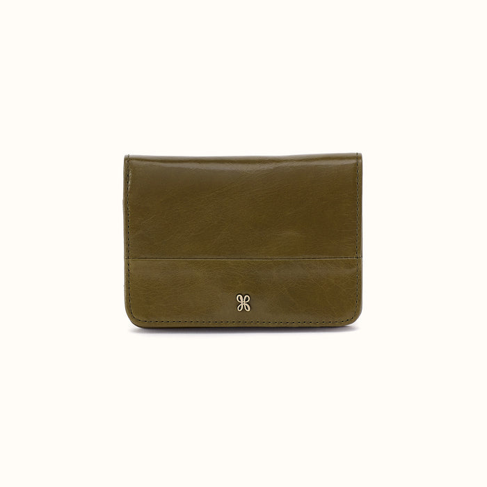 Jill Bifold Wallet In Polished Leather - Olive Veil- FOL