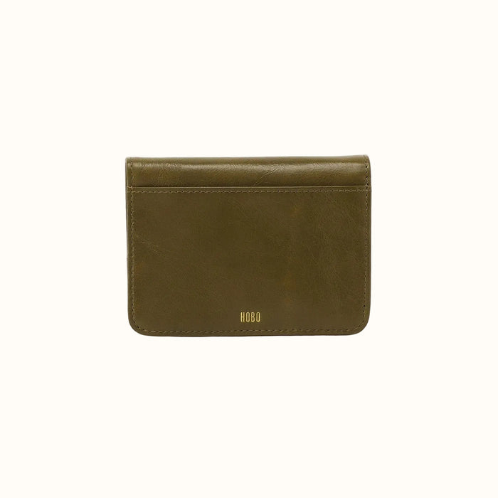 Jill Bifold Wallet In Polished Leather - Olive Veil