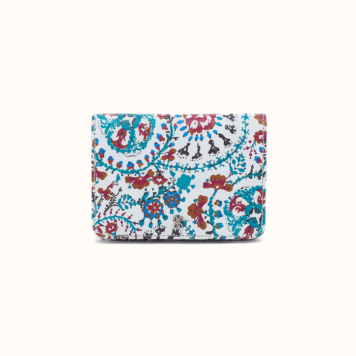 Jill Bifold Wallet in Printed Leather - Batik Blooms- FOL