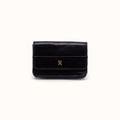 Jill Flap Card Case in Polished Leather - Black- FOL
