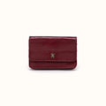Jill Flap Card Case in Polished Leather - Saddleberry- FOL