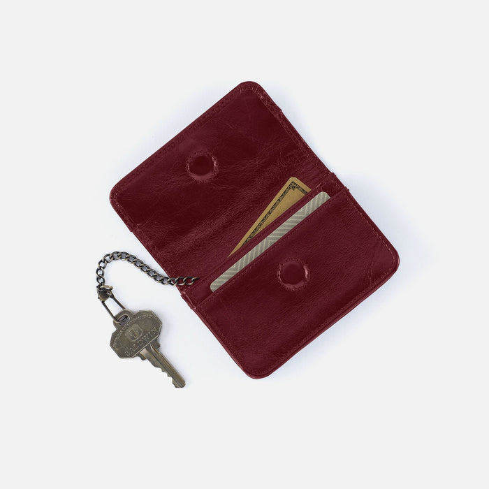 Jill Flap Card Case in Polished Leather - Saddleberry
