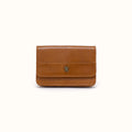 Jill Flap Card Case in Polished Leather - Truffle- FOL