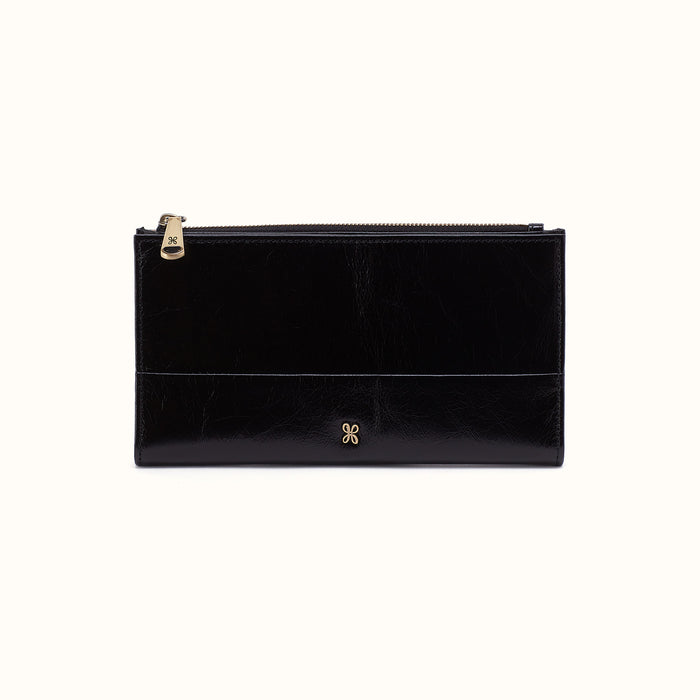 Jill Large Bifold Wallet In Polished Leather - Black